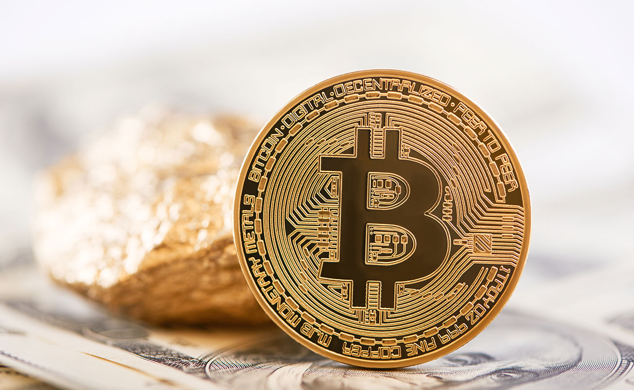 Cryptocurrency payment concept with coins and digital wallet